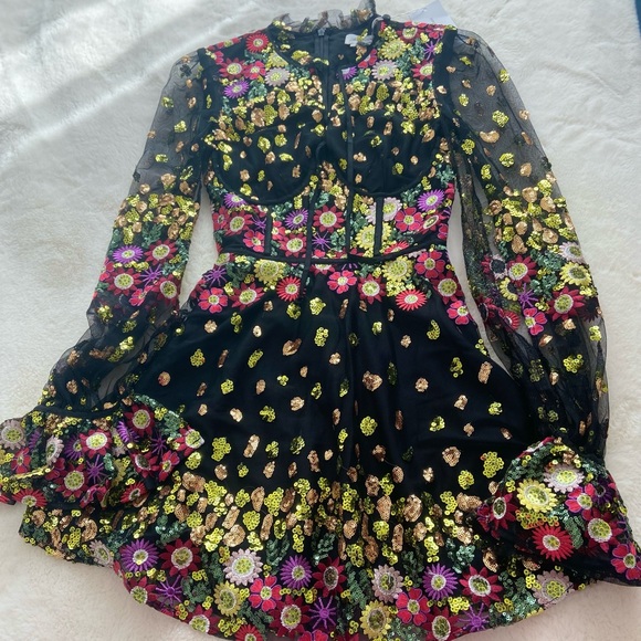 Lovers + friends mini sequin application beaded black dress - Picture 3 of 5